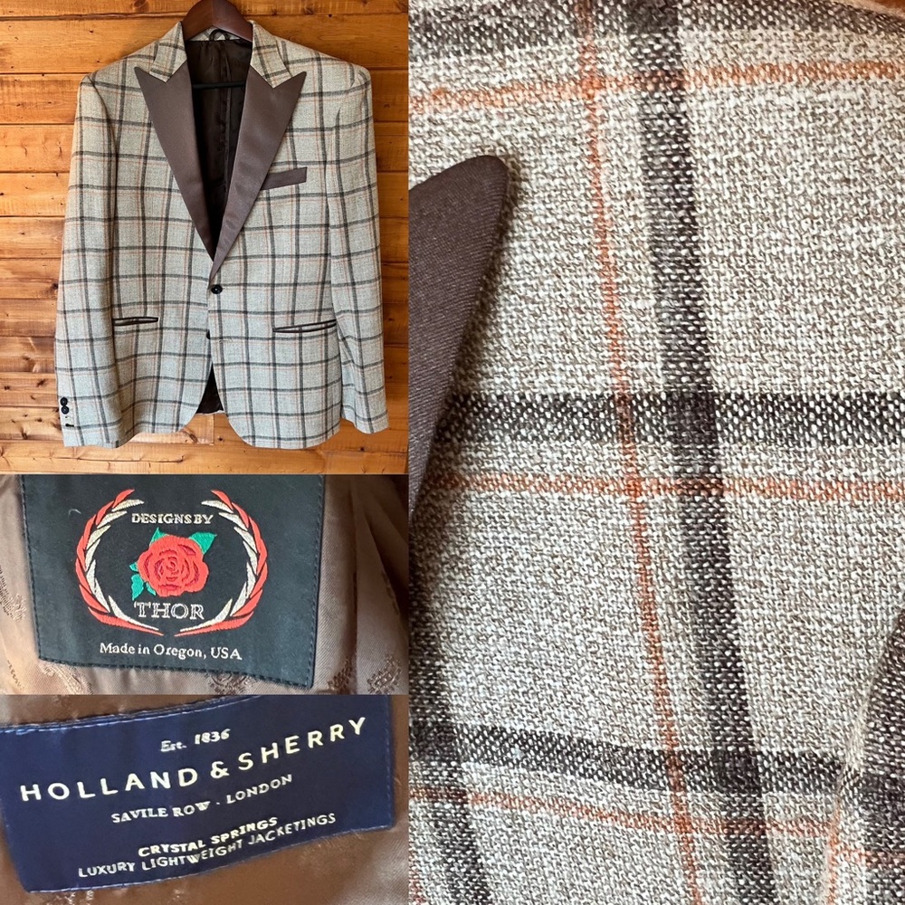 $2,995 Custom plaid designs by Thor Tuxedo blazer 42R The House of Rose